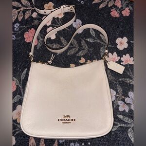 Coach Cream Pebbled Leather Shoulder Bag with Gold Hardware